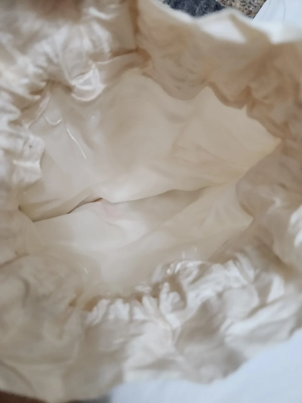 Elegant Bridal  Cream Lace Shantung Silk Beaded Drawstring Money Bag